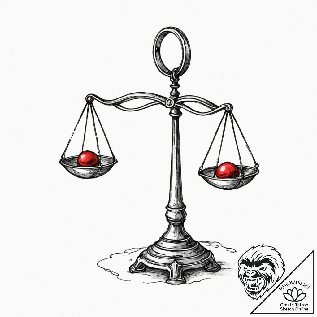 Tattoo sketch libra's scales, delicate linewo... - tattoo sketch (№1752714217_0, 17.07.2025 01:03) — tattoovalue.net