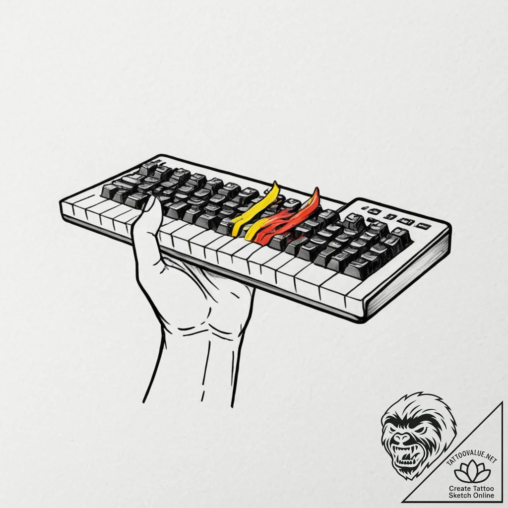 Tattoo sketch a gamer's hand reaching for a g... - tattoo sketch (№1752714616_0, 17.07.2025 01:10) — tattoovalue.net