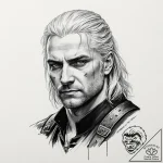 ведьмак (the witcher), tattoo line art, on a… – tattoo sketch (№1752714775_0, 17.07.2025 01:12) — tattoovalue.net