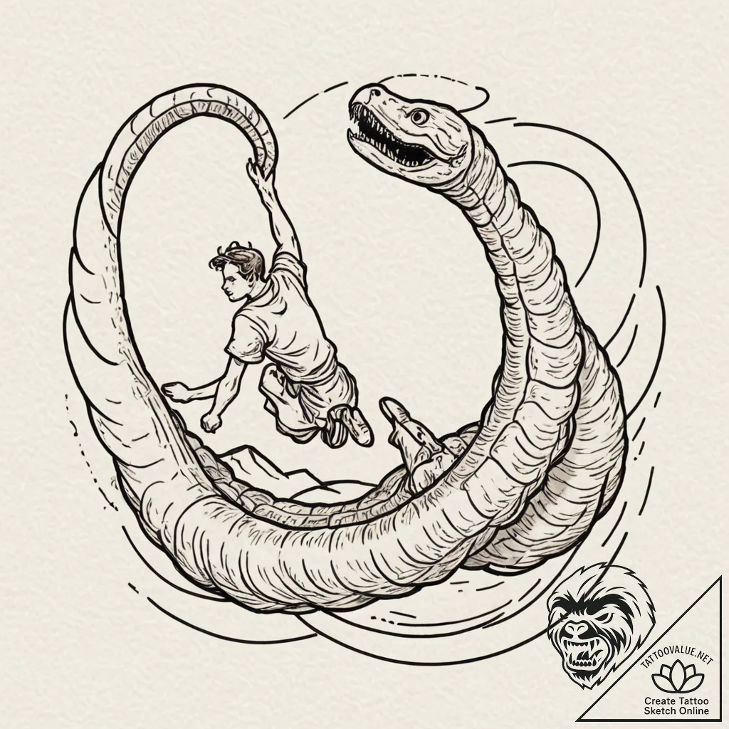 A graphic novel panel of paul riding a sandwo... - tattoo sketch (№1752714854_0, 17.07.2025 01:14) — tattoovalue.net