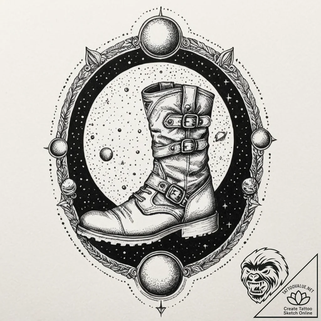 Tattoo sketch a space marine's boot print on... - tattoo sketch (№1752715014_0, 17.07.2025 01:16) — tattoovalue.net