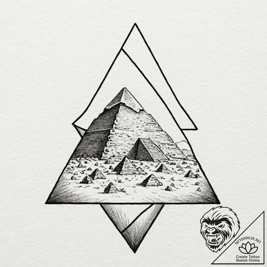 Tattoo design a geometric "pyramid" symbolizi... - tattoo sketch (№1752715093_0, 17.07.2025 01:18) — tattoovalue.net