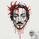 A trash polka sketch of the dalí mask, meltin… – tattoo sketch (№1752715574_0, 17.07.2025 01:26) — tattoovalue.net