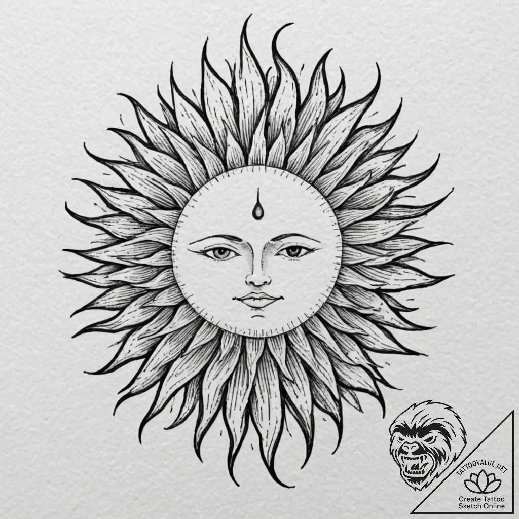 Tattoo sketch a stylized representation of th... - tattoo sketch (№1752715654_0, 17.07.2025 01:27) — tattoovalue.net