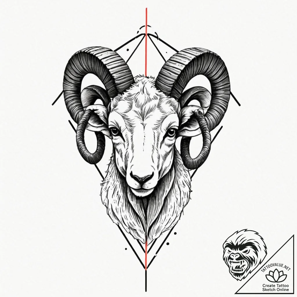Tattoo sketch an aries ram's head composed of... - tattoo sketch (№1752716657_0, 17.07.2025 01:44) — tattoovalue.net