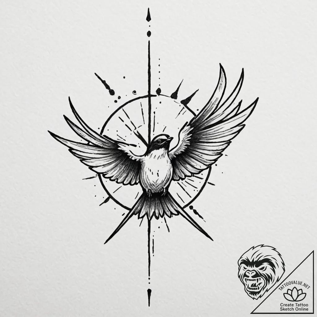 A minimalist tattoo of zireael, ciri's swallo... - tattoo sketch (№1752717362_0, 17.07.2025 01:56) — tattoovalue.net