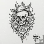 Tattoo design a traditional bow and quiver, s… – tattoo sketch (№1752717439_0, 17.07.2025 01:57) — tattoovalue.net