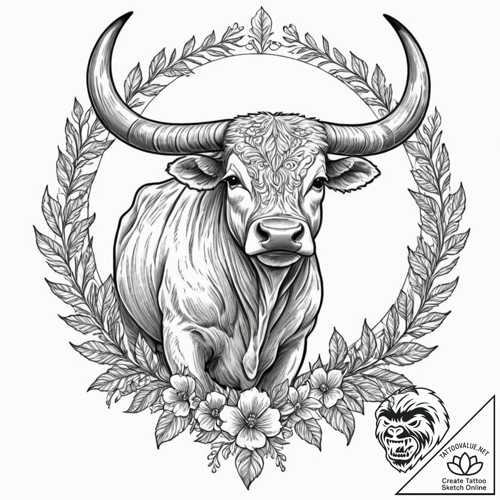 Tattoo design a taurus bull's outline made of... - tattoo sketch (№1752717596_0, 17.07.2025 01:59) — tattoovalue.net