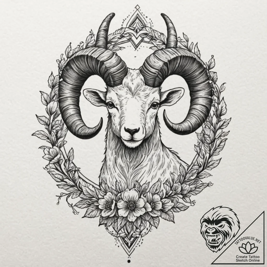 Tattoo sketch an aries ram with horns made of... - tattoo sketch (№1752718298_0, 17.07.2025 02:11) — tattoovalue.net