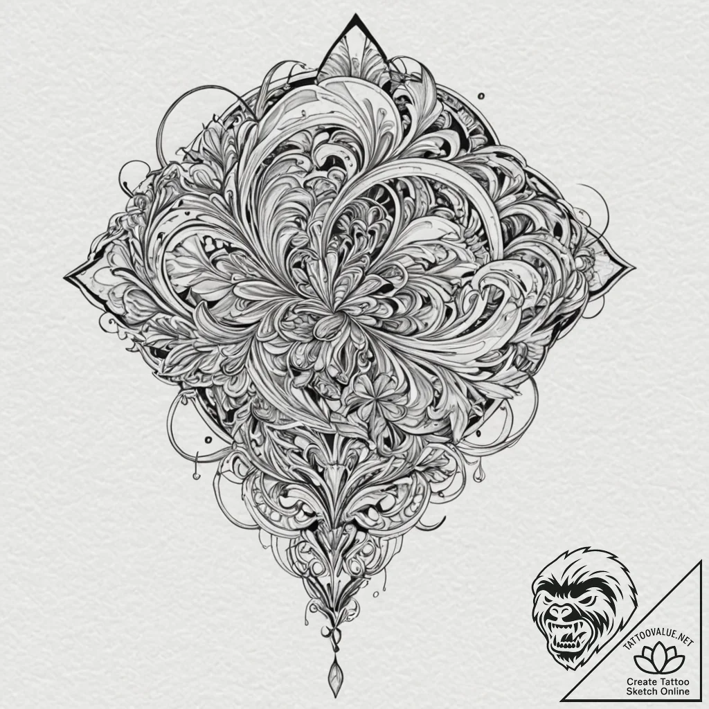 Tattoo design a fluid, abstract shape blendin... - tattoo sketch (№1752718376_0, 17.07.2025 02:12) — tattoovalue.net