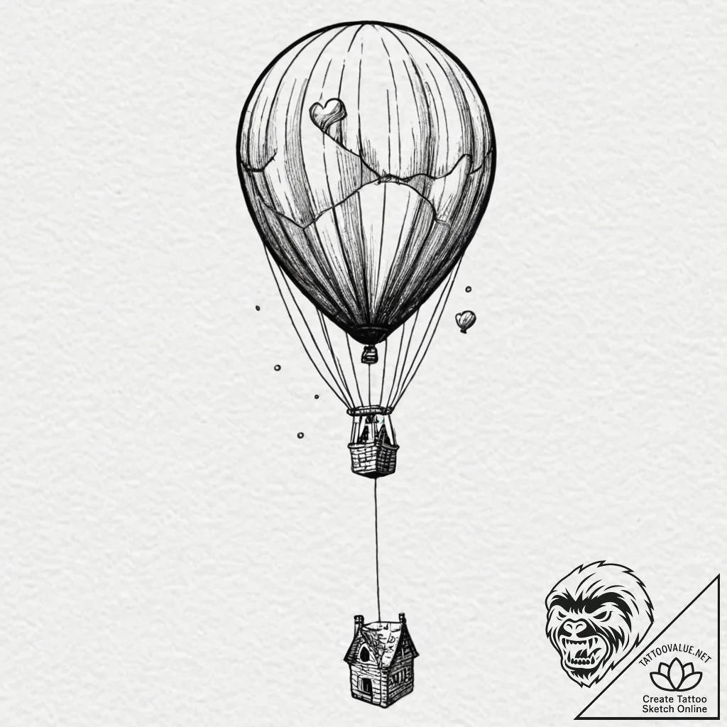 Tattoo sketch a balloon floating into the sky... - tattoo sketch (№1752718736_0, 17.07.2025 02:18) — tattoovalue.net