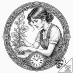 A person repairing a delicate, antique watch…. – tattoo sketch (№1752718815_0, 17.07.2025 02:20) — tattoovalue.net