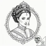 A sketch of queen amidala in her royal attire… – tattoo sketch (№1752719134_0, 17.07.2025 02:25) — tattoovalue.net