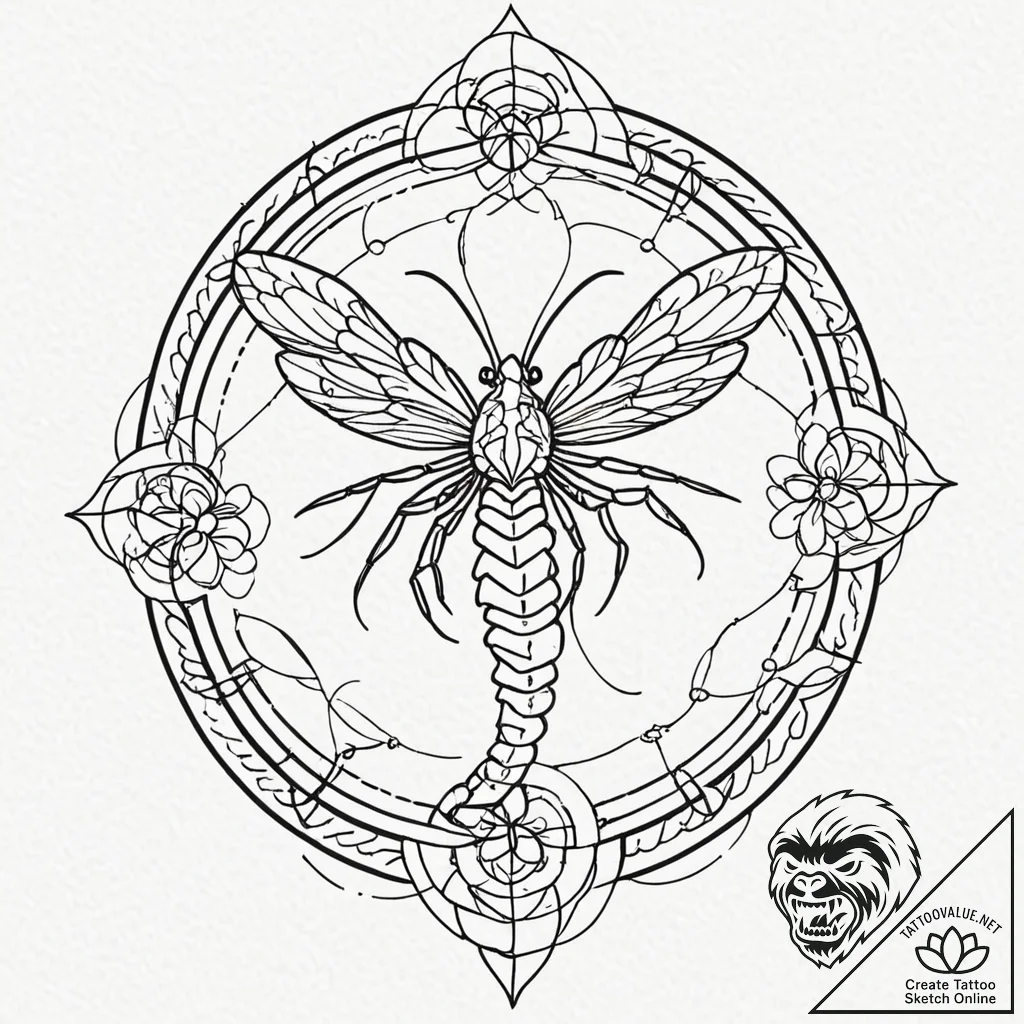 A sketch of a prawn from district 9, looking... - tattoo sketch (№1752719295_0, 17.07.2025 02:28) — tattoovalue.net
