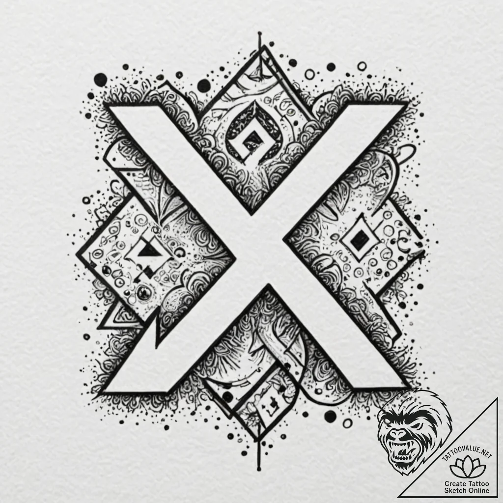Tattoo design a stylized "noob" text crossed... - tattoo sketch (№1752719536_0, 17.07.2025 02:32) — tattoovalue.net