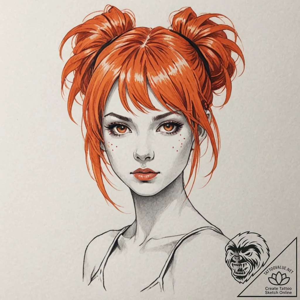 Neo-traditional portrait of leeloo with her o... - tattoo sketch (№1752720174_0, 17.07.2025 02:42) — tattoovalue.net
