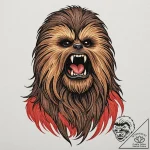 28. sketch of chewbacca letting out a mighty… – tattoo sketch (№1752720572_0, 17.07.2025 02:49) — tattoovalue.net
