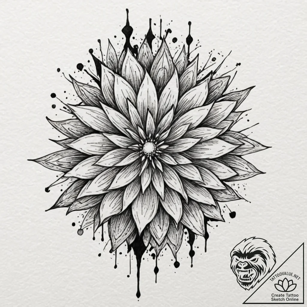 Tattoo design a dramatic blackwork design wit... - tattoo sketch (№1752721051_0, 17.07.2025 02:57) — tattoovalue.net
