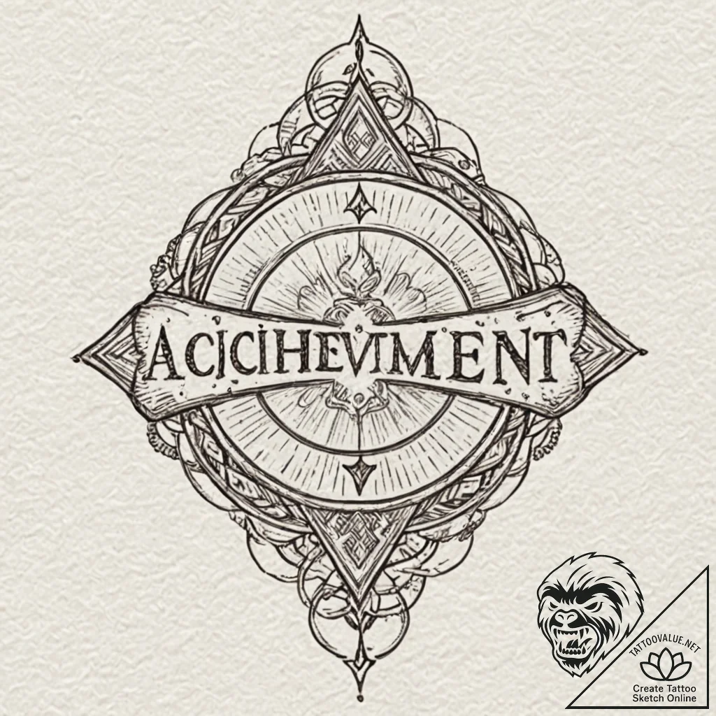 Tattoo sketch a glowing "achievement unlocked... - tattoo sketch (№1752721210_0, 17.07.2025 03:00) — tattoovalue.net