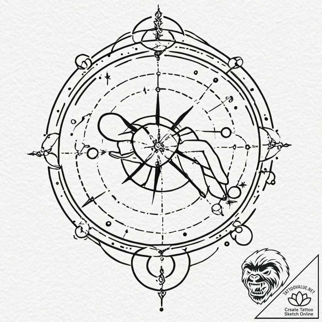 Tattoo sketch a zodiac constellation on a per... - tattoo sketch (№1752721370_0, 17.07.2025 03:02) — tattoovalue.net