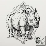 Tattoo design a charging rhinoceros, represen… – tattoo sketch (№1752721930_0, 17.07.2025 03:12) — tattoovalue.net