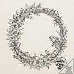 Tattoo design a delicate floral wreath surrou… – tattoo sketch (№1752722010_0, 17.07.2025 03:13) — tattoovalue.net