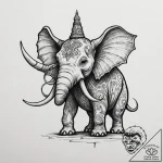 A neo-traditional tattoo of a mûmakil (olipha… – tattoo sketch (№1752722090_0, 17.07.2025 03:14) — tattoovalue.net