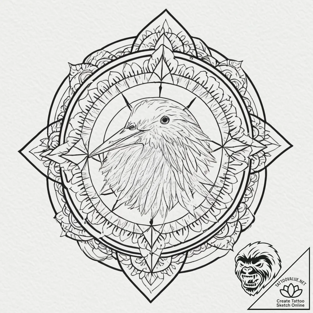 Stork, concept art for tattoo, black and whit... - tattoo sketch (№1752722413_0, 17.07.2025 03:20) — tattoovalue.net