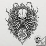 113. linework tattoo of a facehugger, minimal… – tattoo sketch (№1752722891_0, 17.07.2025 03:28) — tattoovalue.net