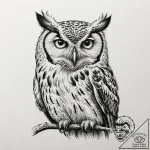 Owl, tattoo drawing outline, realistic black… – tattoo sketch (№1752722971_0, 17.07.2025 03:29) — tattoovalue.net