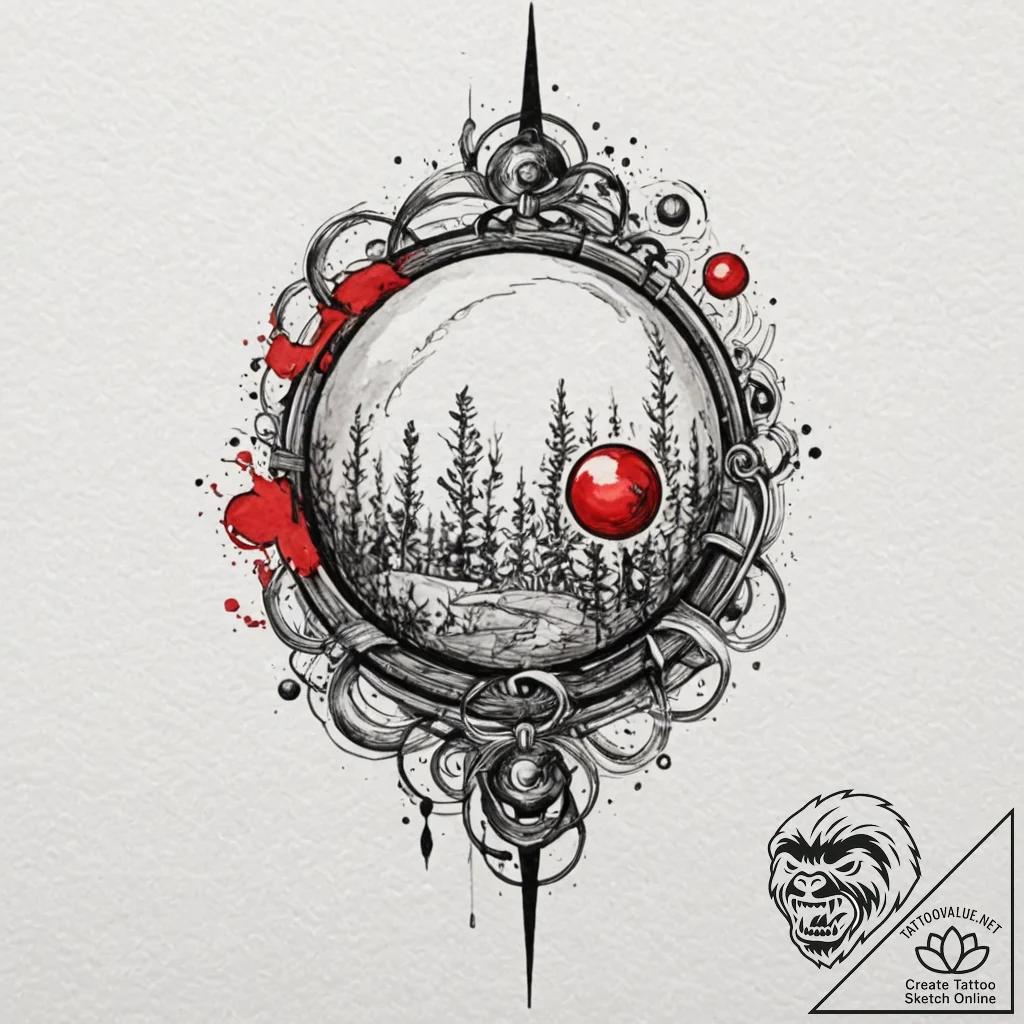 Tattoo sketch a magical staff with an element... - tattoo sketch (№1752723930_0, 17.07.2025 03:45) — tattoovalue.net