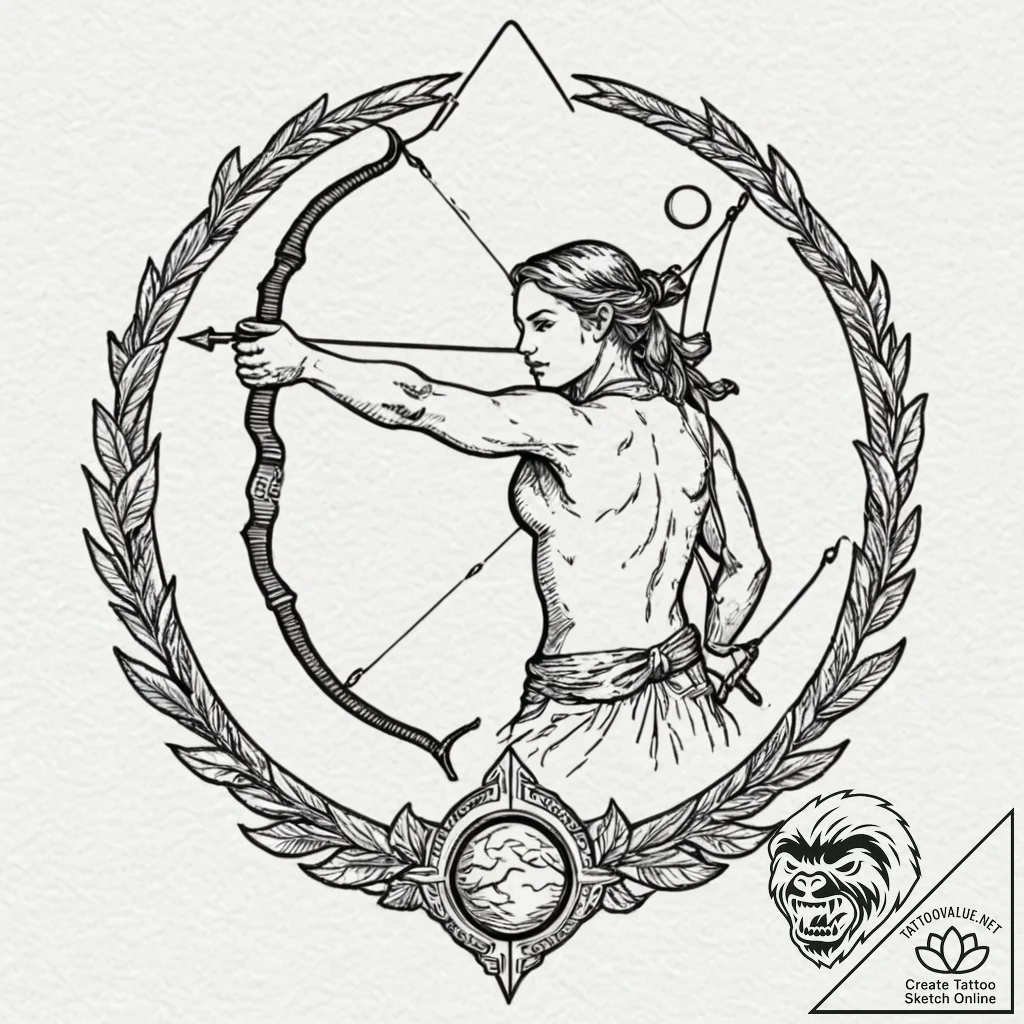 Tattoo sketch a sagittarius archer, with jupi... - tattoo sketch (№1752724091_0, 17.07.2025 03:48) — tattoovalue.net