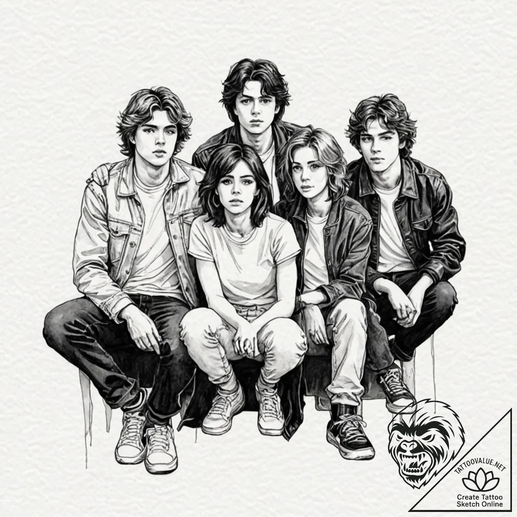 A watercolor tattoo of the main characters fr... - tattoo sketch (№1752724329_0, 17.07.2025 03:52) — tattoovalue.net