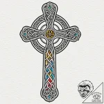 Celtic cross, tattoo flash sheet design, vibr… – tattoo sketch (№1752724648_0, 17.07.2025 03:57) — tattoovalue.net