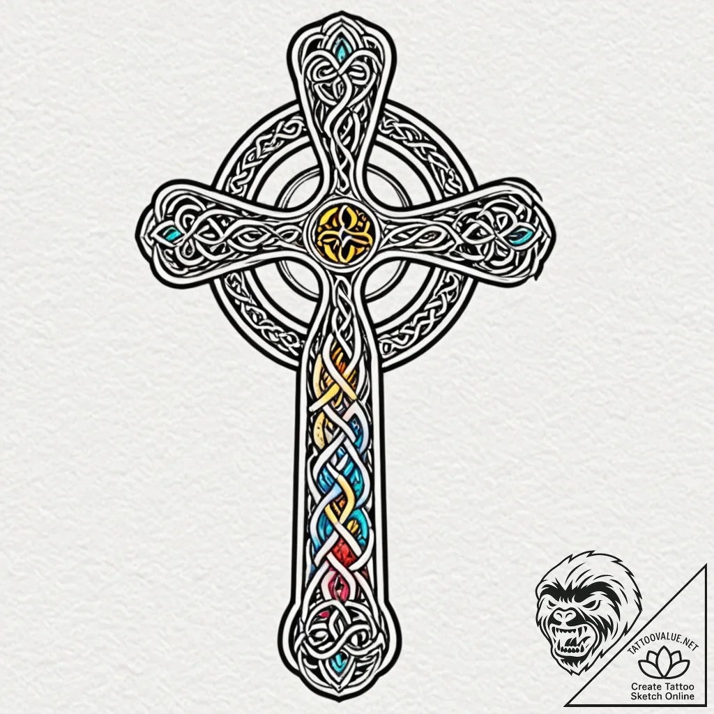 Celtic cross, tattoo flash sheet design, vibr... - tattoo sketch (№1752724648_0, 17.07.2025 03:57) — tattoovalue.net