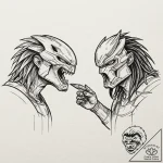 A graphic novel panel of dutch and the predat… – tattoo sketch (№1752724961_0, 17.07.2025 04:02) — tattoovalue.net