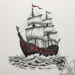 Tattoo design a stylized viking longship cutt… – tattoo sketch (№1752725841_0, 17.07.2025 04:17) — tattoovalue.net