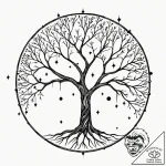 Tattoo sketch a stylized tree where the branc… – tattoo sketch (№1752726158_0, 17.07.2025 04:22) — tattoovalue.net