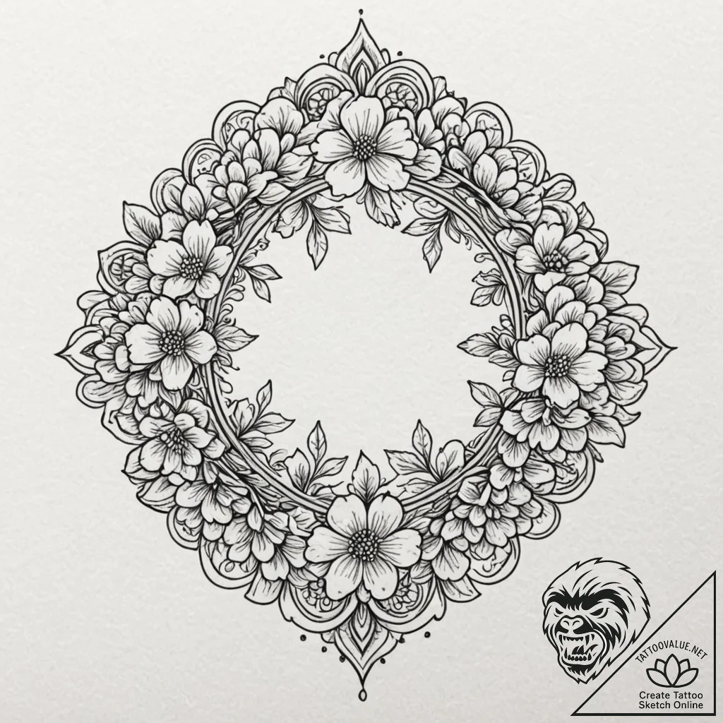 Sakura, tattoo line art, black and grey tatto... - tattoo sketch (№1752726522_0, 17.07.2025 04:28) — tattoovalue.net