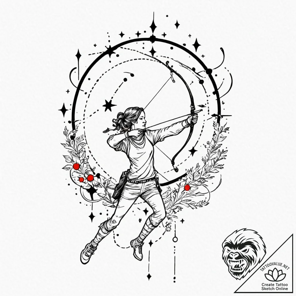 Tattoo sketch a sagittarius archer aiming at... - tattoo sketch (№1752726761_0, 17.07.2025 04:32) — tattoovalue.net