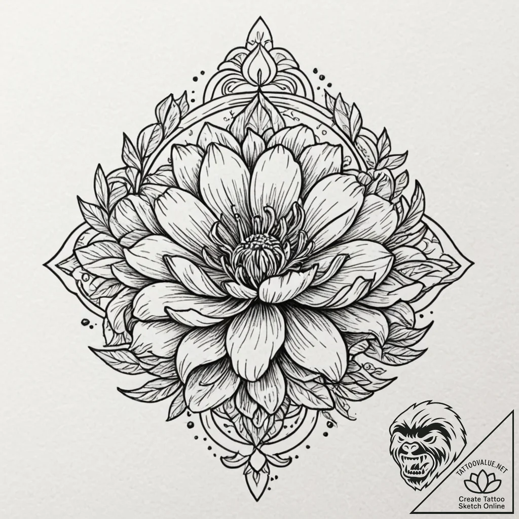 Tattoo design a flower whose petals are minia... - tattoo sketch (№1752726920_0, 17.07.2025 04:35) — tattoovalue.net