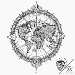 Tattoo design a compass on one partner, a wor… – tattoo sketch (№1752727795_0, 17.07.2025 04:49) — tattoovalue.net
