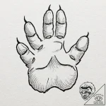 A close-up of a house cat’s paw, showing the… – tattoo sketch (№1752727875_0, 17.07.2025 04:51) — tattoovalue.net