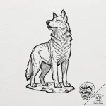 Tattoo design a lone wolf standing calmly in… – tattoo sketch (№1752728273_0, 17.07.2025 04:57) — tattoovalue.net