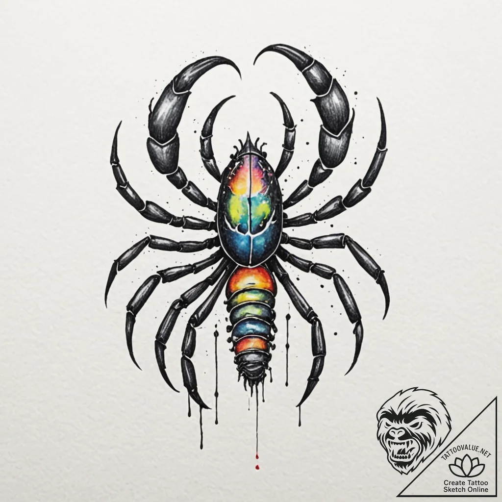 Tattoo design a scorpio scorpion, part blackw... - tattoo sketch (№1752729233_0, 17.07.2025 05:13) — tattoovalue.net