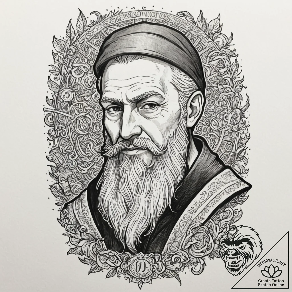 A graphic novel style portrait of deckard cai... - tattoo sketch (№1752729312_0, 17.07.2025 05:15) — tattoovalue.net