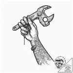 Tattoo design a stylized cybernetic hand hold… – tattoo sketch (№1752729473_0, 17.07.2025 05:17) — tattoovalue.net