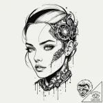A trash polka composition of the vision, half… – tattoo sketch (№1752729633_0, 17.07.2025 05:20) — tattoovalue.net