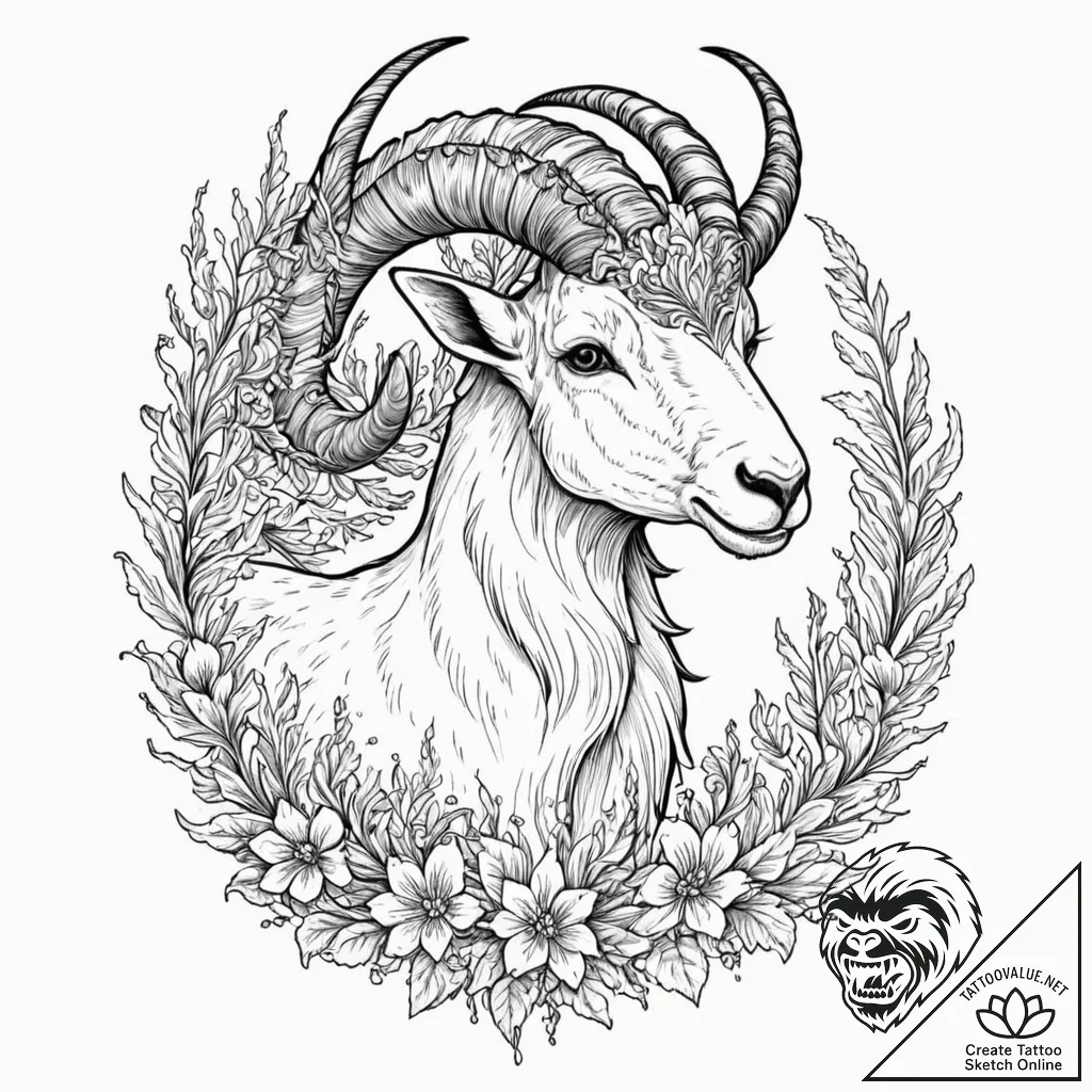 Tattoo design a capricorn goat-fish, half cov... - tattoo sketch (№1752730352_0, 17.07.2025 05:32) — tattoovalue.net