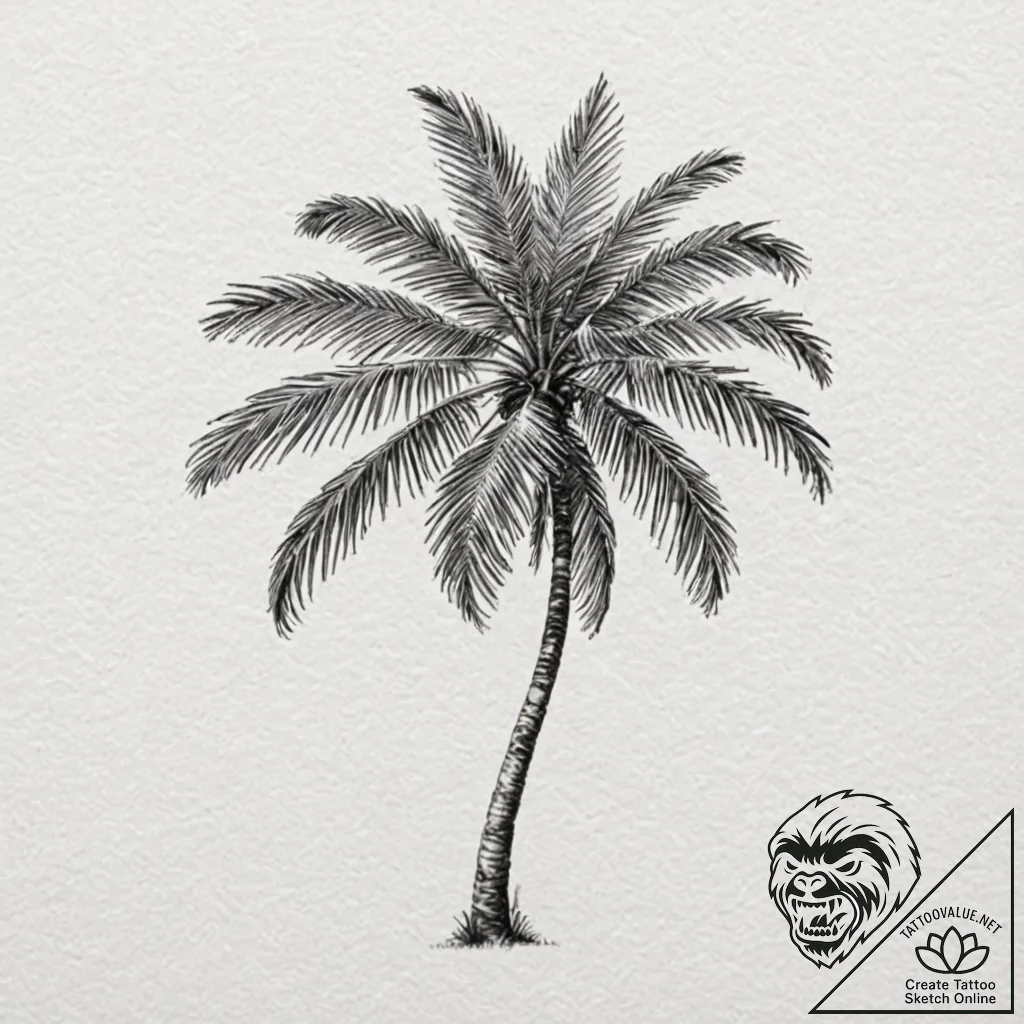 Palm, artistic tattoo sketch, muted color pal... - tattoo sketch (№1752731070_0, 17.07.2025 05:44) — tattoovalue.net
